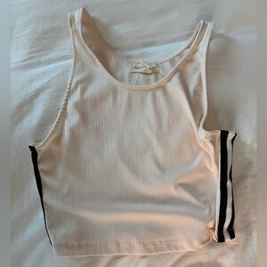 Silence + Noise Ribbed Tank Top in Light Link with Side Stripes